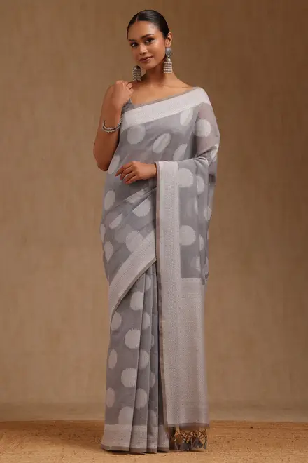 Blue Chanderi Woven Design Saree